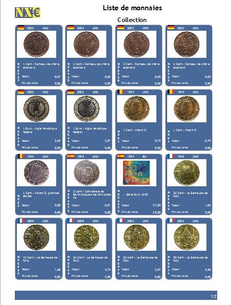 NumiX Euro - Logiciel de gestion de collection des monnaies Euro